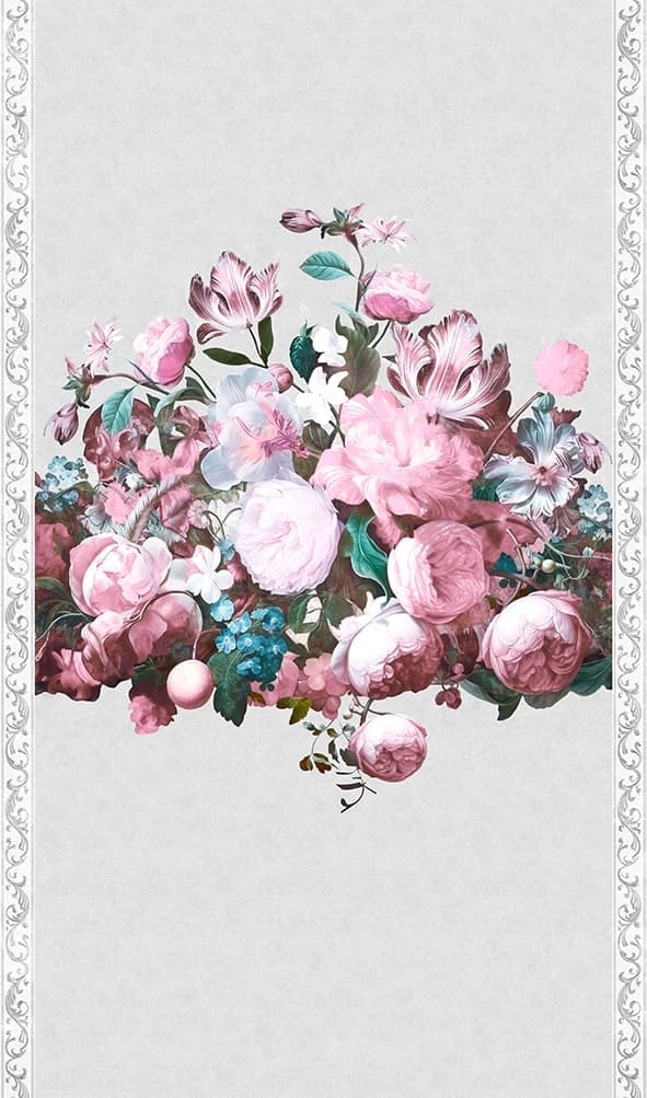 Fototapet med blommigt motiv Floral Classic, Romantic matt i grått 2,70 x 1,59m