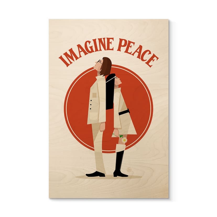 Träposter Imagine Peace - Två för fred och hopp - Retrodrome