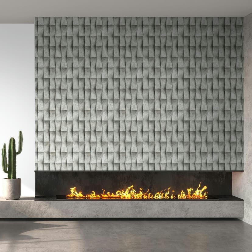 Non-woven tapet i grå gipslook illusion 3D-look ränder modern industriell look