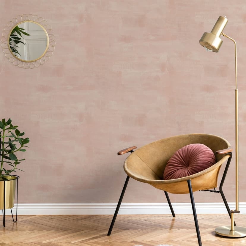 Icke-vävd tapet med gipsutseende, betongutseende slät geometrisk matt i röd beige