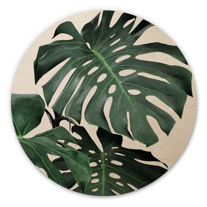Trätavla Sisi & Seb - Monstera - Rund
