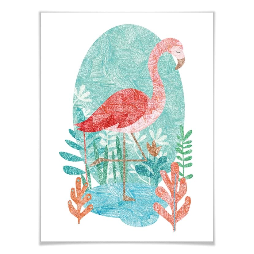 Poster Goed Blauw - Flamingo