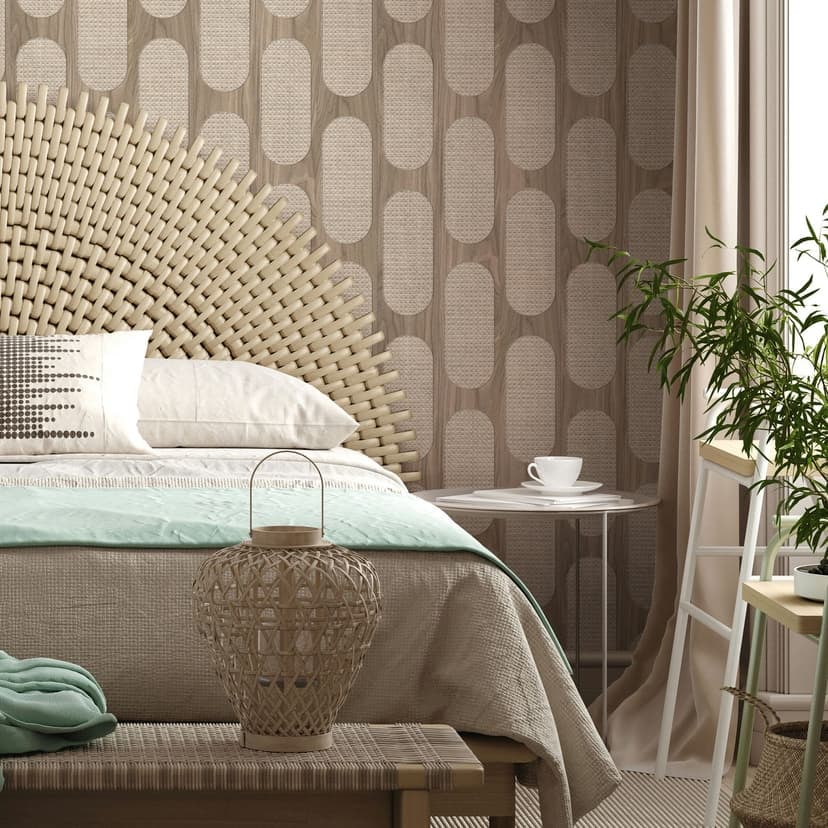 Non-woven tapet i gråbrun trälook textur trä geometrisk