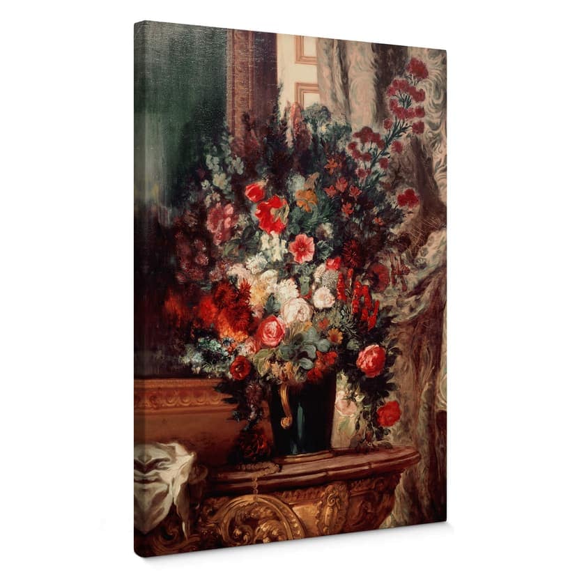 Canvastavla Delacroix - Vas med blommor på en konsol