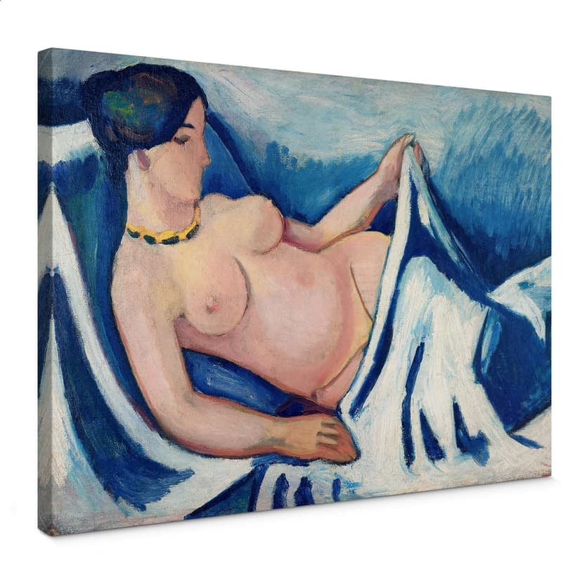 Canvastavla Macke - Liggande kvinnlig naken