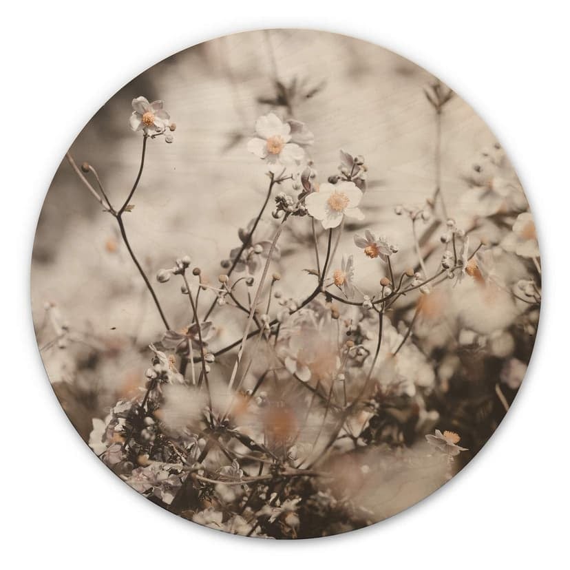 Annie Trätavla - Vildblommor - Rund