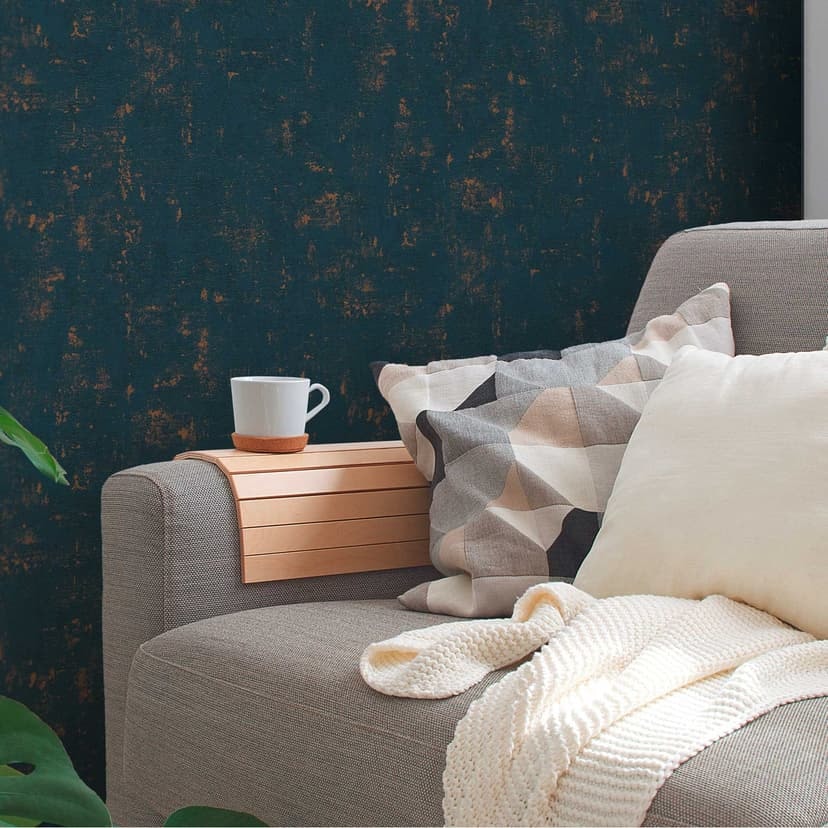Non-woven tapet i raffia-look blåguld - texturerad metallisk tapet - texturerad tapet för skal och stick