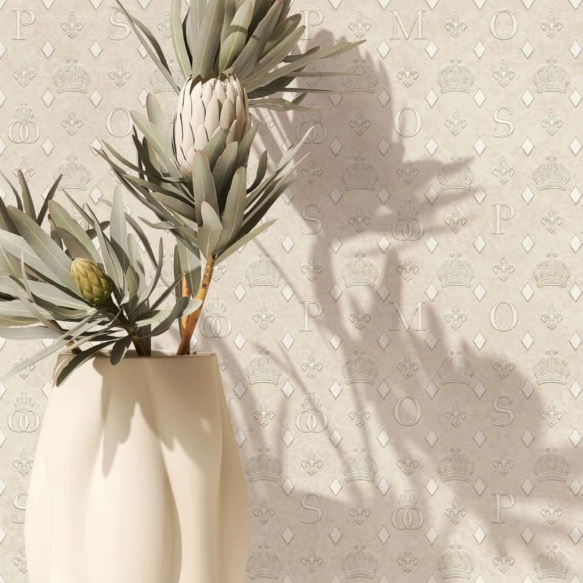 Icke-vävd tapet kronor, romber grafisk designer matt i beige