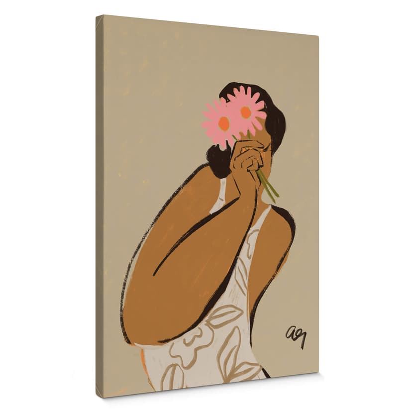 Canvastavla Rosa blommor i håret - Arty Guava