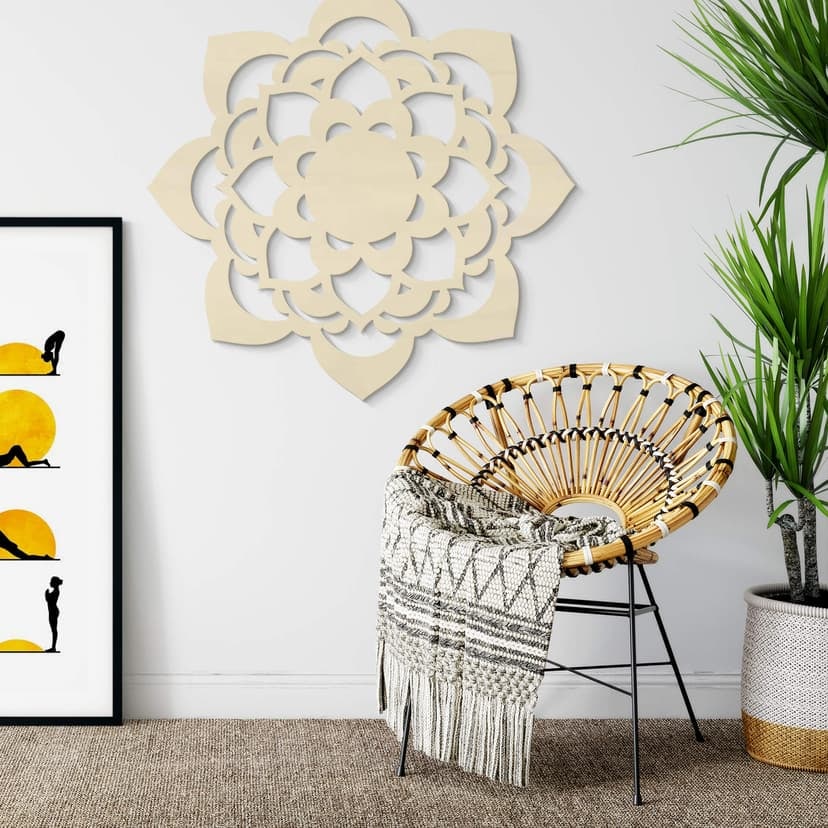 Väggdekorationer i trä av poppel - Mandala Lotus