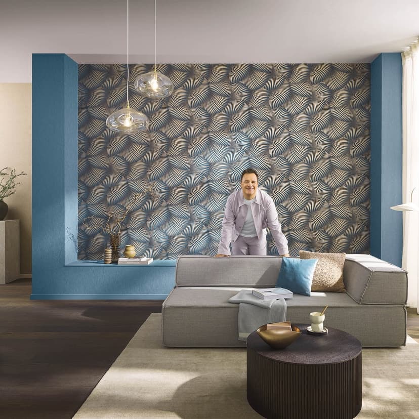 Guido Maria Kretschmer grafisk tapet Twill Fashion for Walls 5 blå