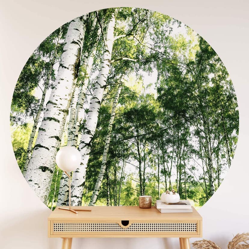 Sunshine Forest - Rund Fototapet - non-woven tapet/självhäftande non-woven tapet
