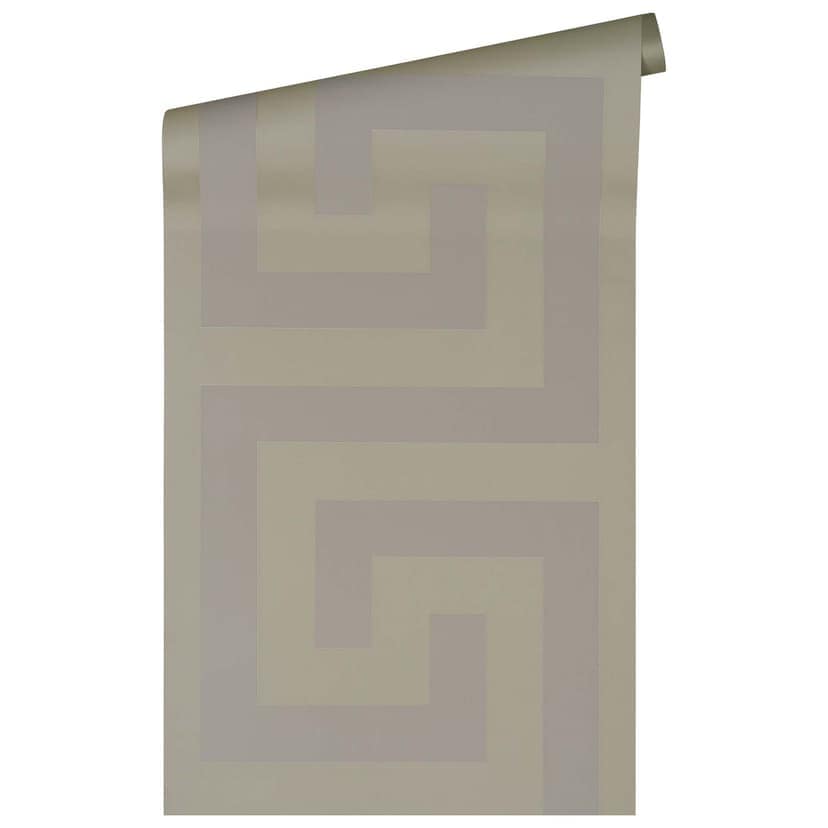 Versace Home Vliestapete Mäander Muster Luxus Designer Tapete geometrisch Silber Grau