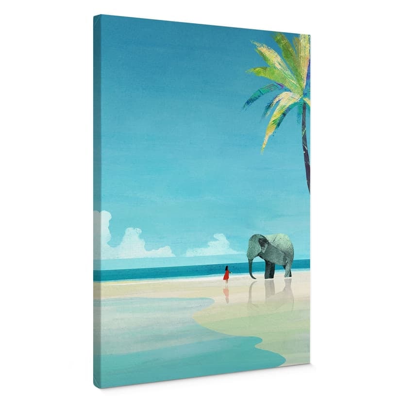 Canvastavla Elephant Beach i Indien - Rivers