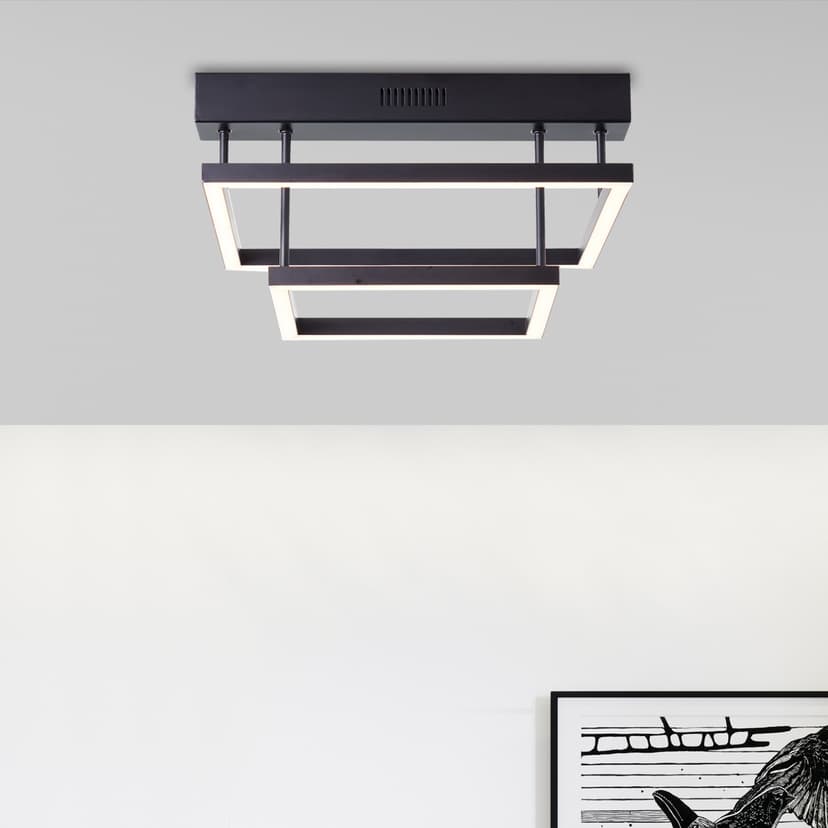 Deckenleuchte Mats 2 Schwarz, 34W, 19 x 32 cm, Kunststoff Deckenlampe