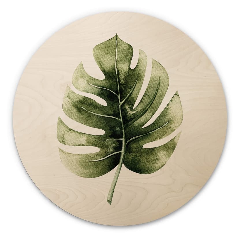 Trätavla Kvilis - Monstera Blad - Rund