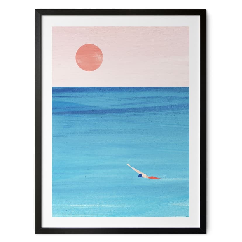 Poster Rivers - Simning i solnedgång
