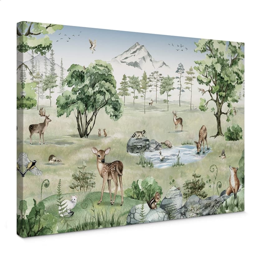 Canvastavla Kikki Belle - Skog av hjortar