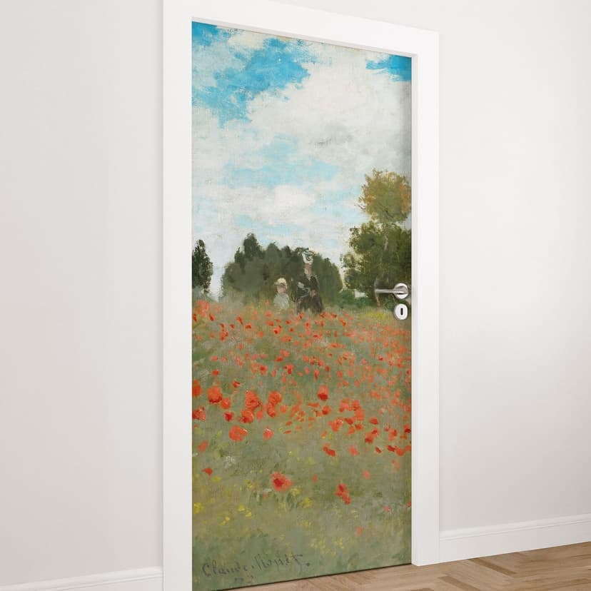 Dörrfilm Vallmofält nära Argenteuil - Monet - Självhäftande dörrdekoration