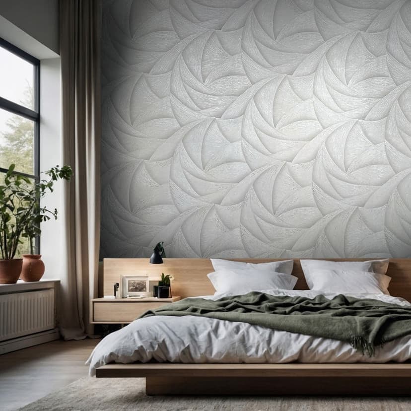Non-woven tapet i grå, beige 3D-look vågor grafisk modern