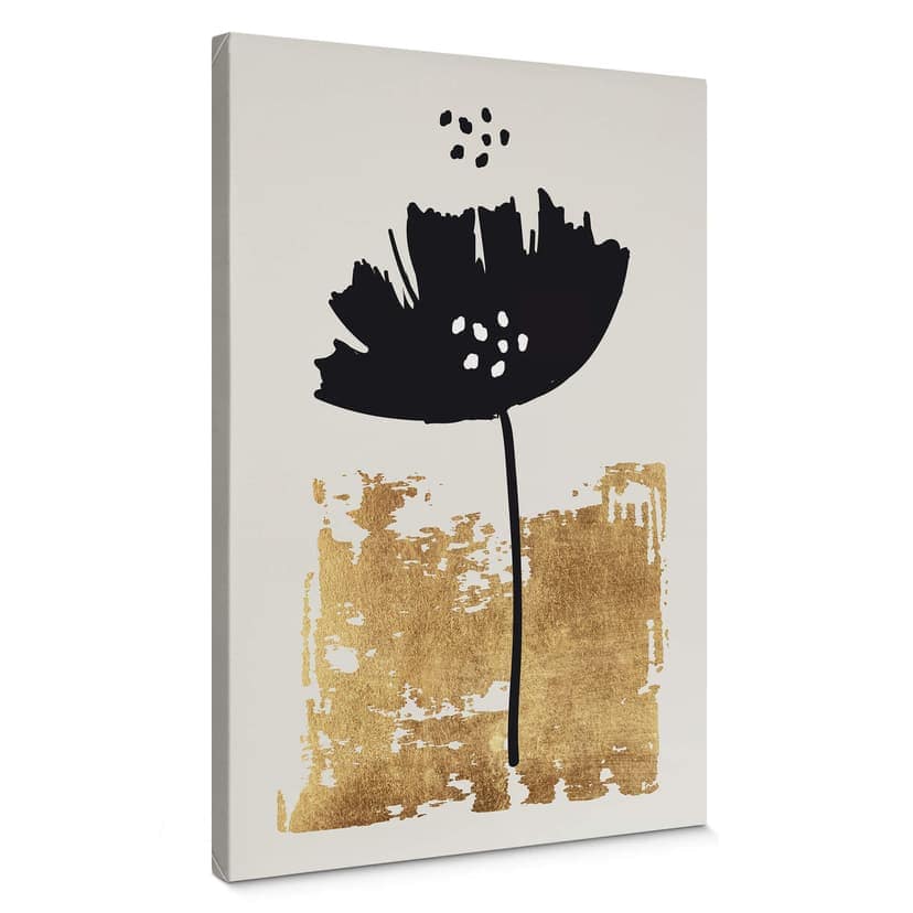 Canvastavla Kubistika - Svart blomma