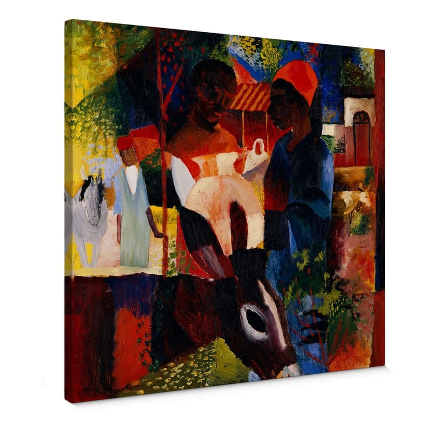 Canvastavla Macke - Marknad i Tunis