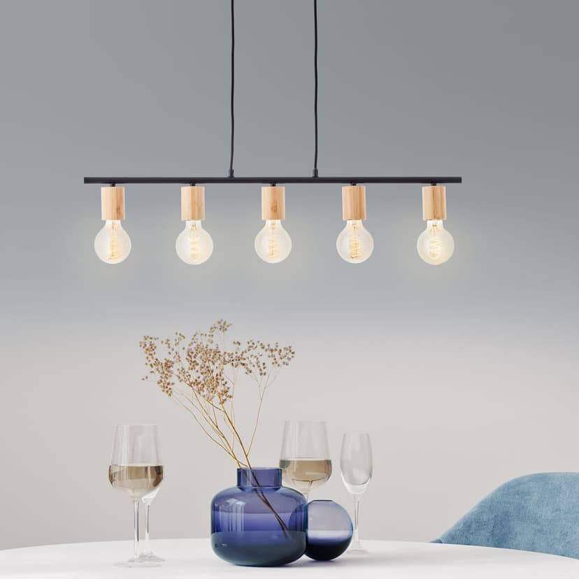 Pendelleuchte Karl 1 Braun, 40W, 113 x 80 cm, Holz Pendel-lampe