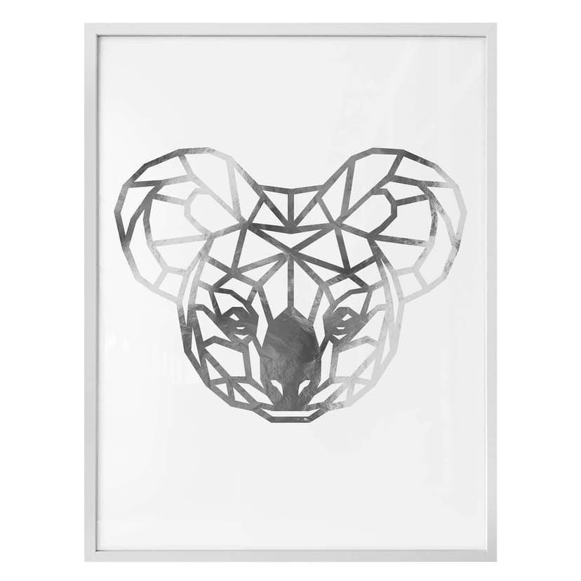 Poster - Origami Koala - silver look