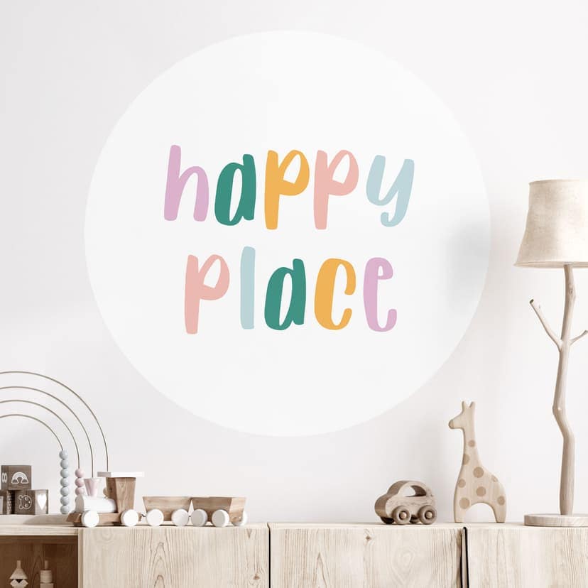 Wallsticker ordspråk - Lycklig plats - Rund