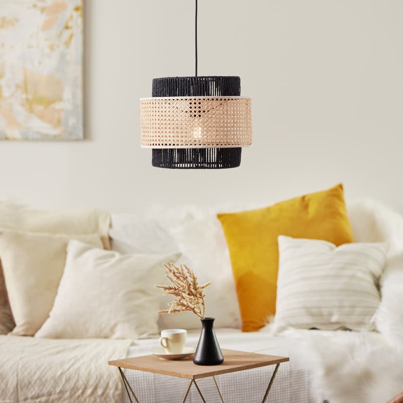 Pendelleuchte Anastasia Braun, 40W, 134,5 x 36 cm, Rattan Pendellampe