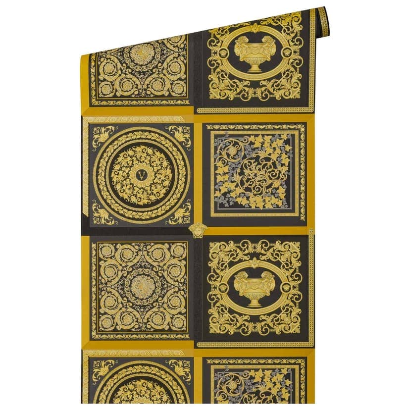 Versace Home klassisk designer lyxig tapet guld svart non-woven tapet