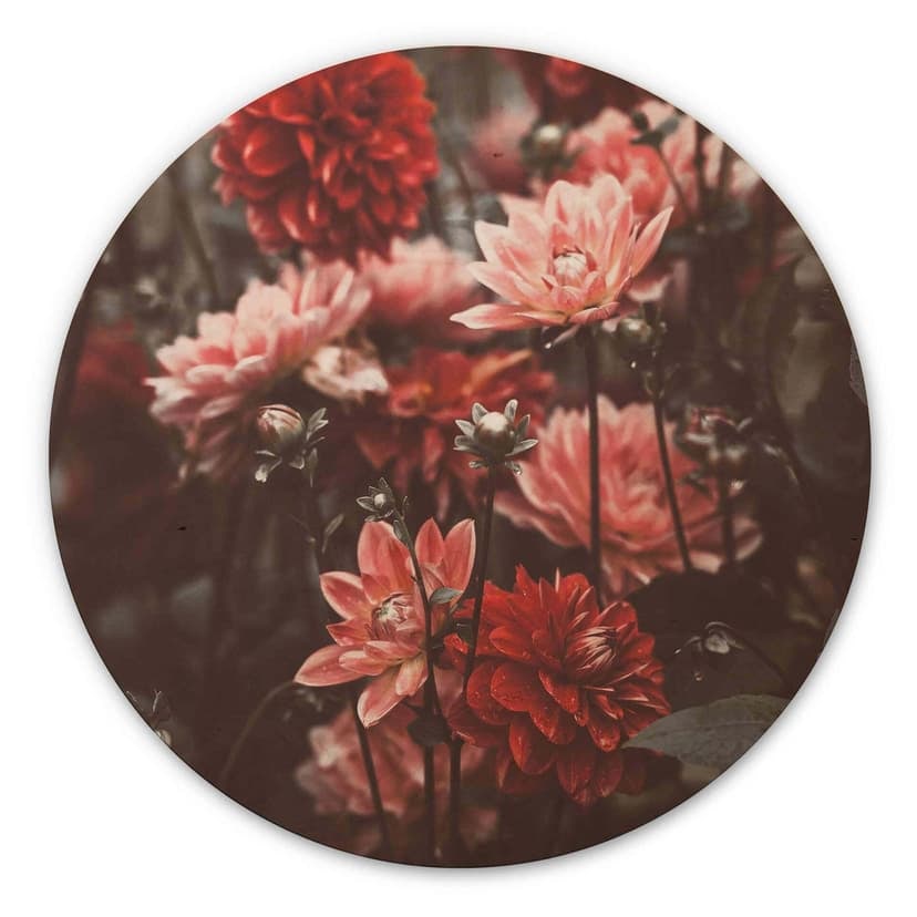 Annie Trätavla - Sommarblommor - Rund
