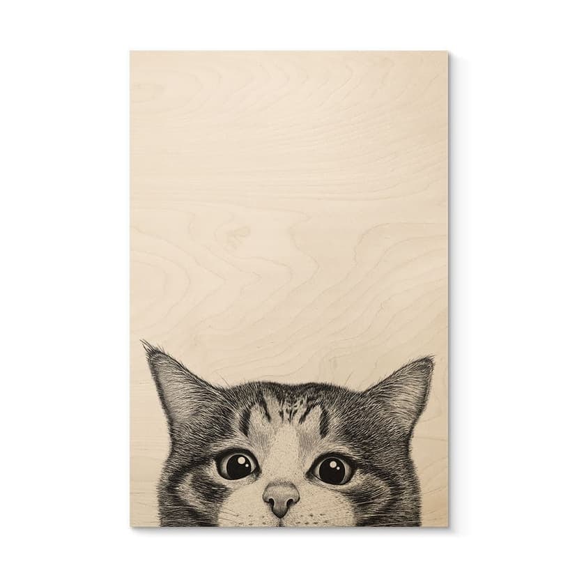 Träposter Nyfiken katt - Korenkova
