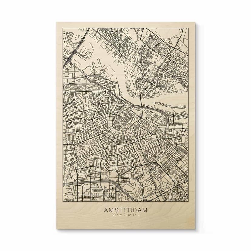 Träposter stadskarta Amsterdam