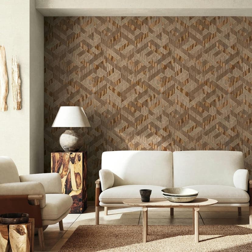 Icke-vävd tapet 3D-look träeffekt lantgård matt i beige brun