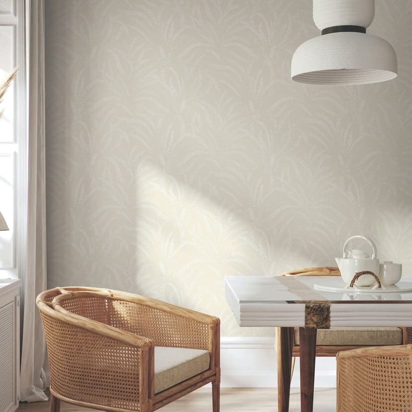 Icke-vävd tapet blad, rankor blommig natur i beige