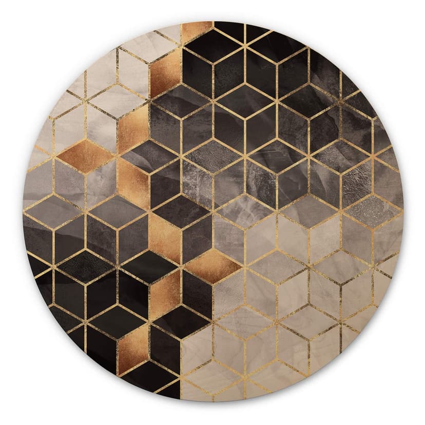 Fredriksson Trätavla - Smoky Cubes - Rund