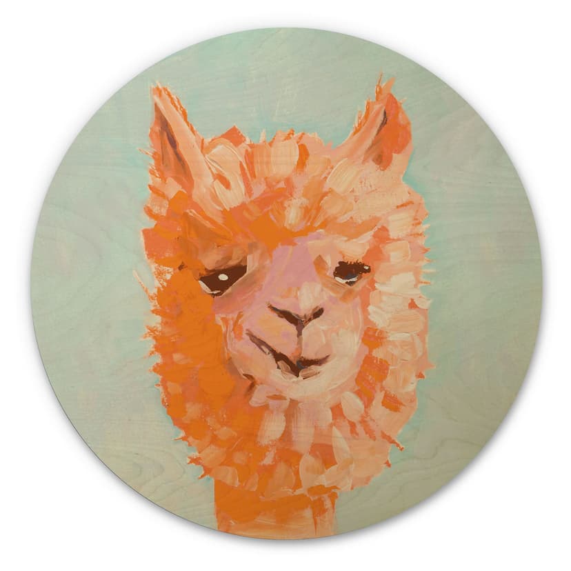 Trätavla Orange Alpaca - Zwara - Rund