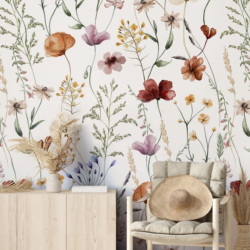 Färgglada vildblommor tapeter - blommig tapet - UN Designs