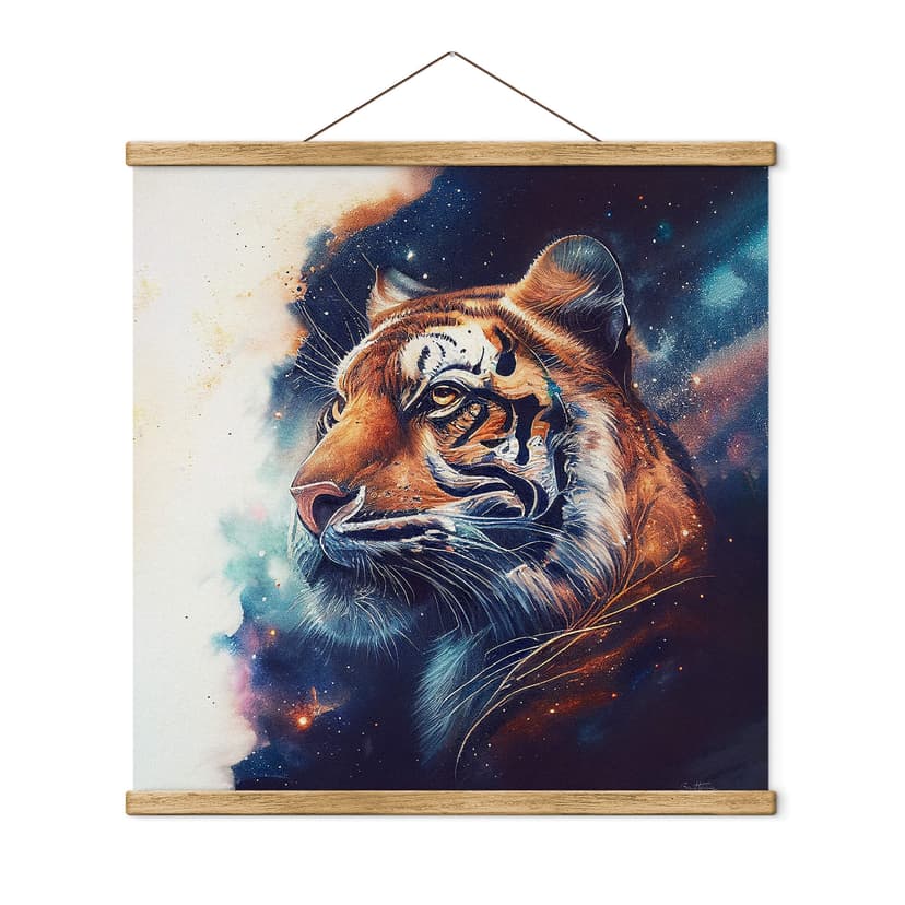 Heine Textil poster - Tiger på en stjärnhimmel - Fyrkant