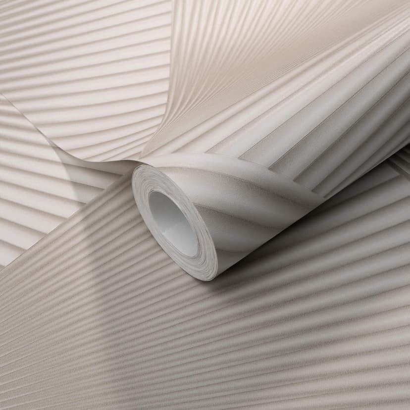 Non-woven tapet med grafiska prover och metallic-effekt i taupe