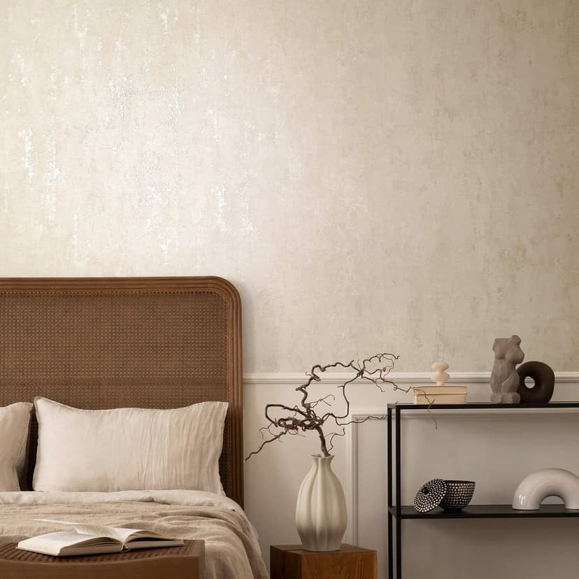 Non-woven tapet med skimrande glansig beige betonglook