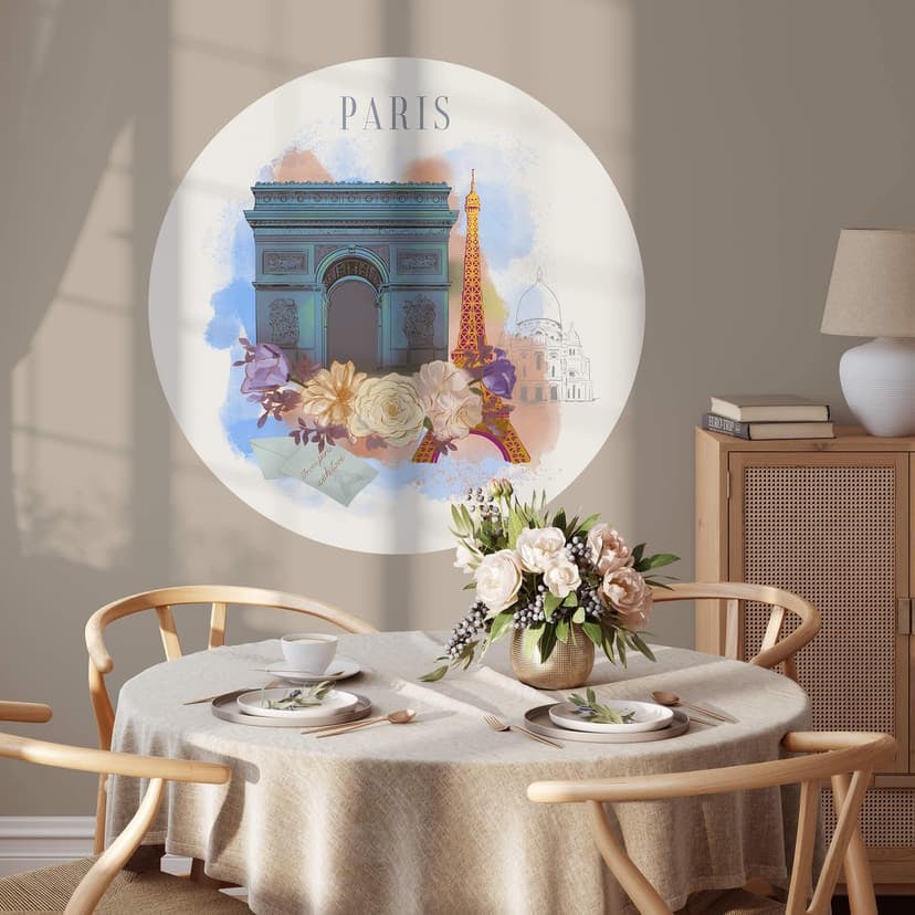 Wallsticker Paris - Rund - Älska din stad
