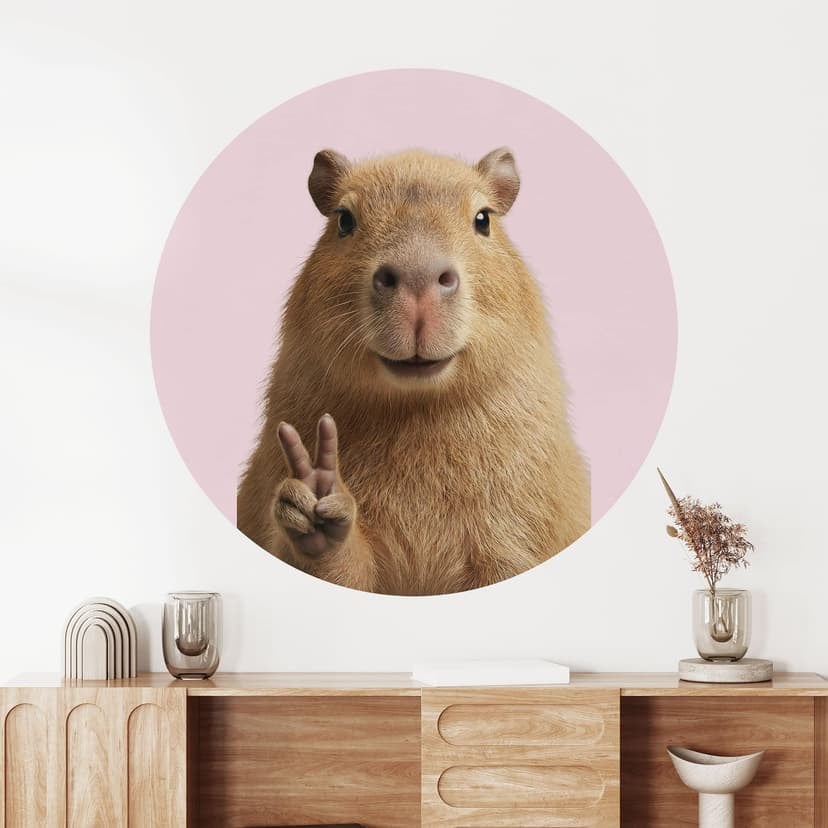 Djur Wallsticker Fred Capybara - Rund