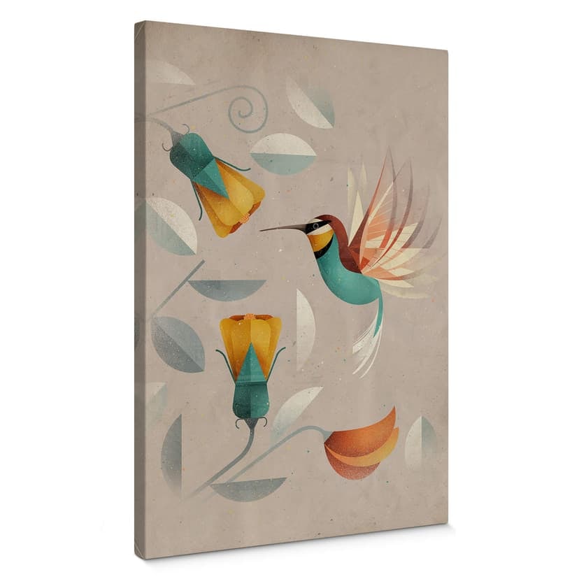 Canvastavla med fågelmotiv - Kolibri - Brun