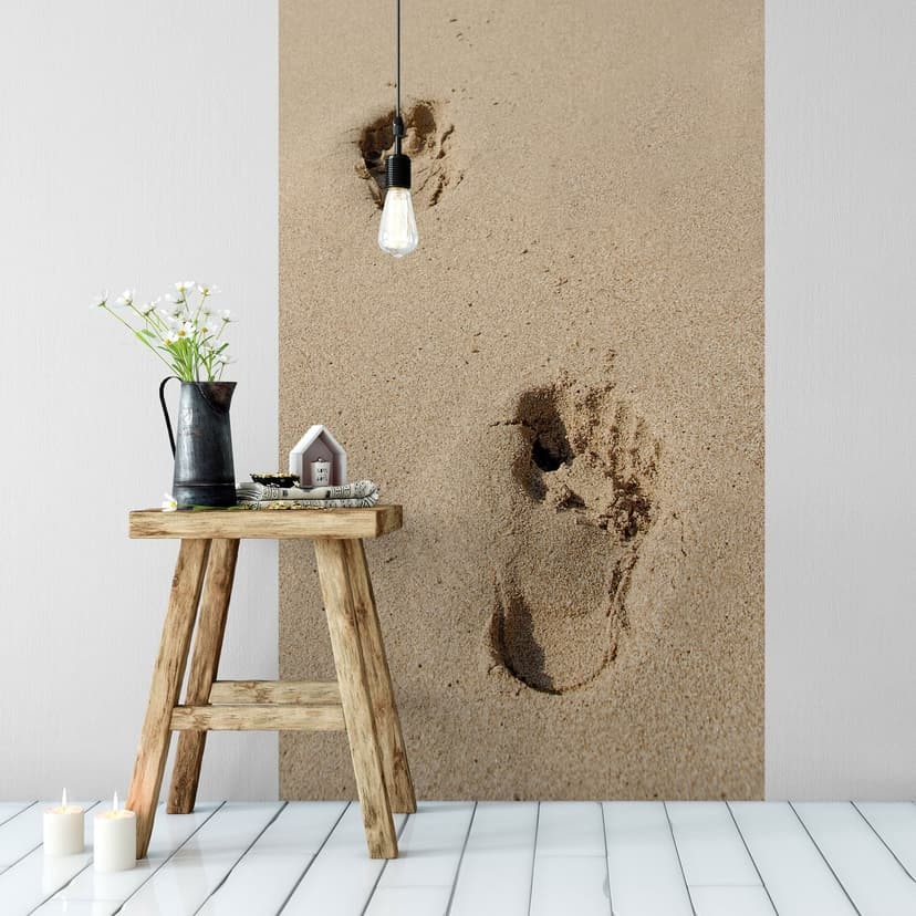 Fotspår i sanden Fototapet - 96x260 cm