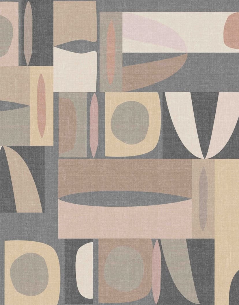 Fototapet Geometriskt retromönster i mörkblått, taupe & beige 2,7 x 2,12 m