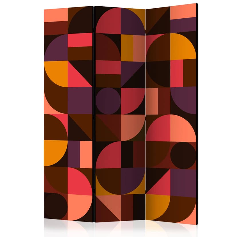 Paravent Raumteiler -  Geometrisches Mosaik (Rot), 3-teilig