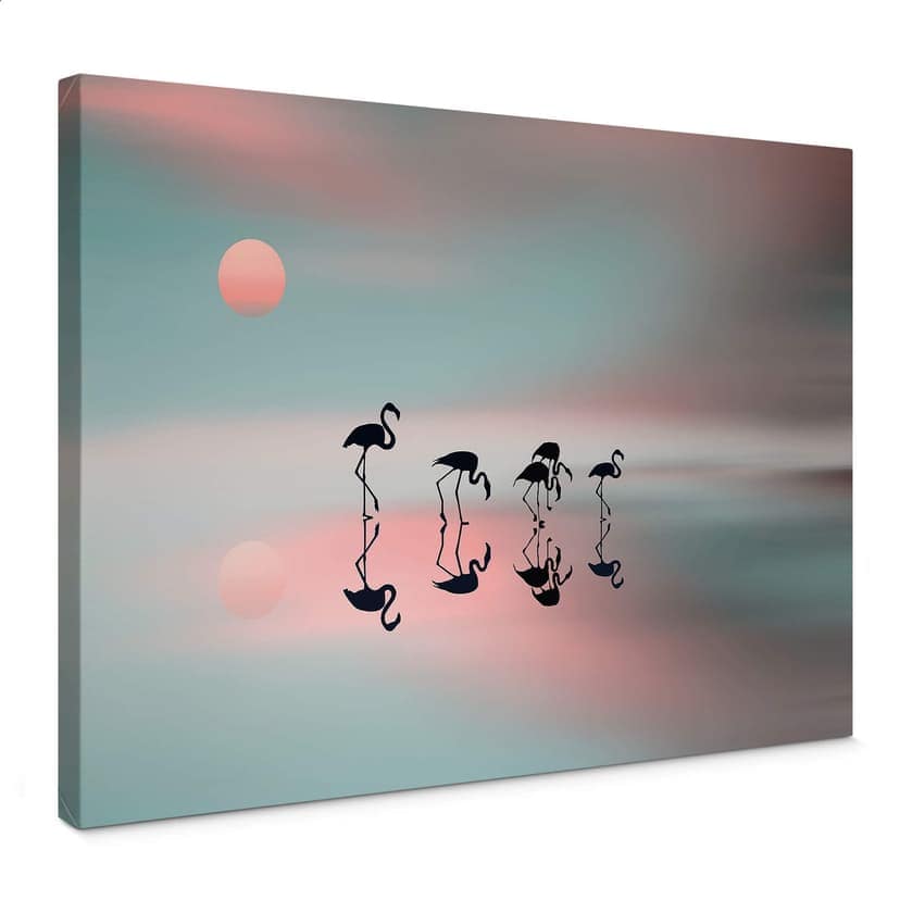 Canvastavla Natalia - Familjen Flamingo