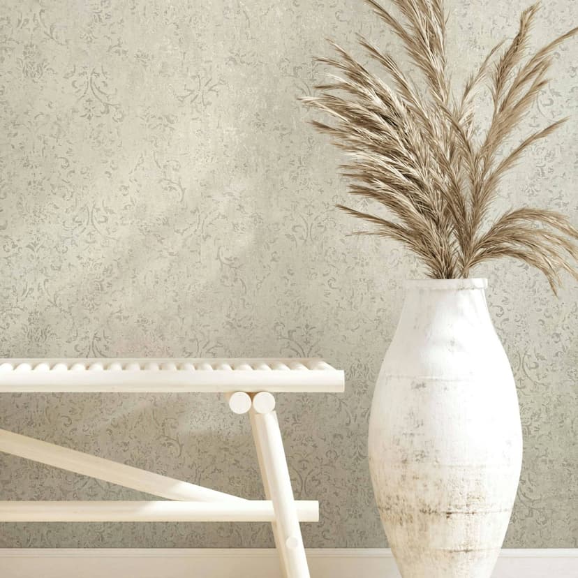 Non-woven tapet med ornamental betonglook vit ornament